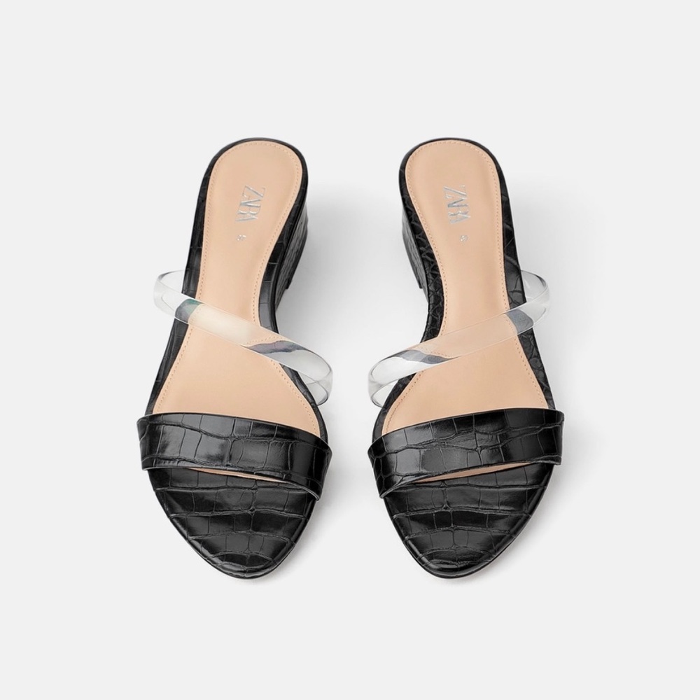 Zara Animal Embossed Wedges with Vinyl